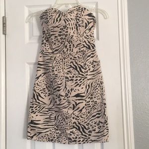 H &M strapless leopard print dress